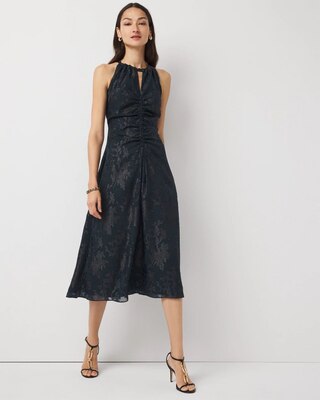 Jacquard Halter Midi Dress | White House Black Market